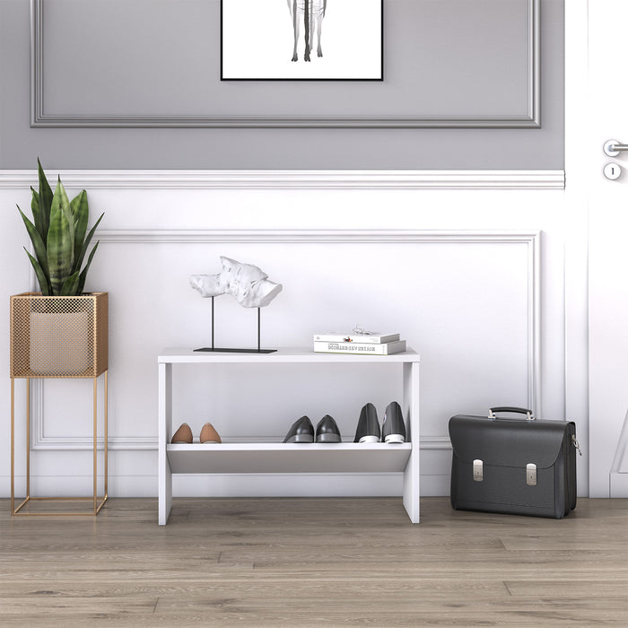 Mio 4 Pair Shoe Cabinet with Bench White by Ruumstore