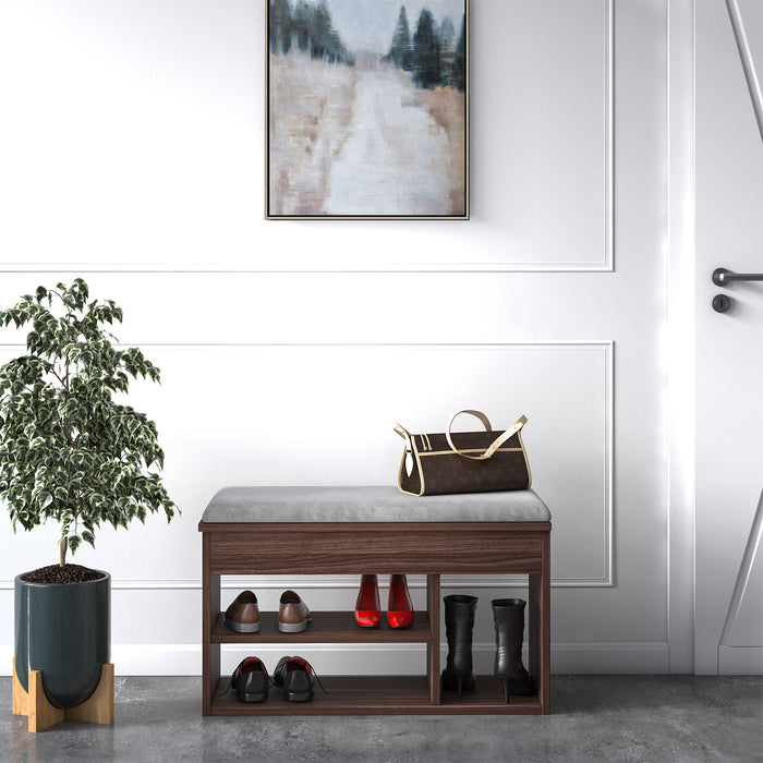 Pera 6 Pair Shoe Cabinet with Bench and Hidden Storage by Ruumstore