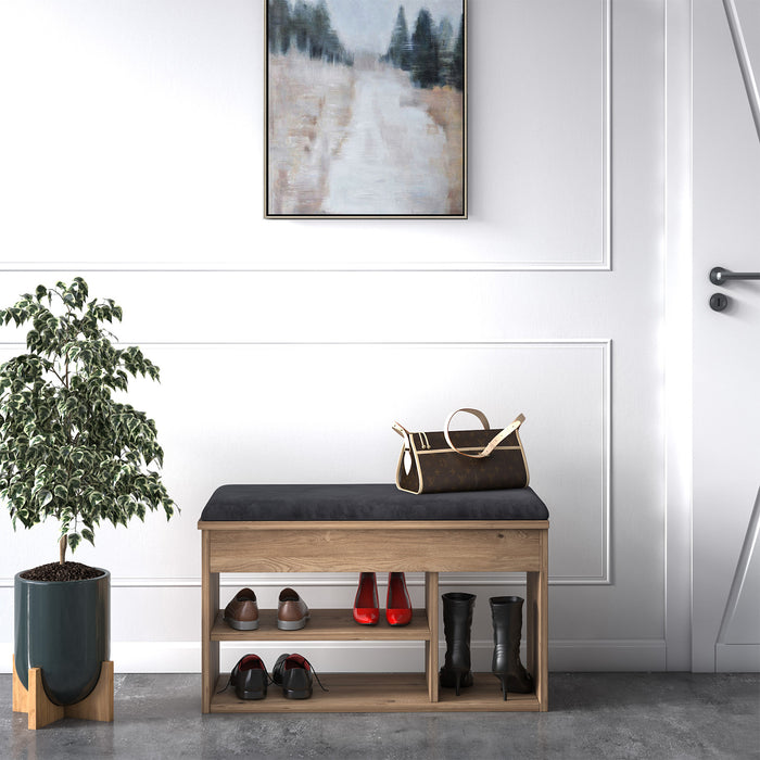 Pera 6 Pair Shoe Cabinet with Bench and Hidden Storage by Ruumstore