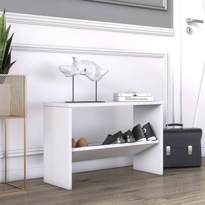 Mio 4 Pair Shoe Cabinet with Bench White by Ruumstore