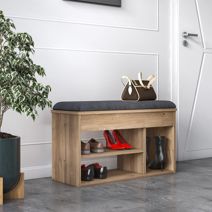 Pera 6 Pair Shoe Cabinet with Bench and Hidden Storage by Ruumstore