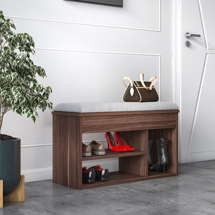 Pera 6 Pair Shoe Cabinet with Bench and Hidden Storage by Ruumstore