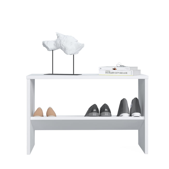 Mio 4 Pair Shoe Cabinet with Bench White by Ruumstore