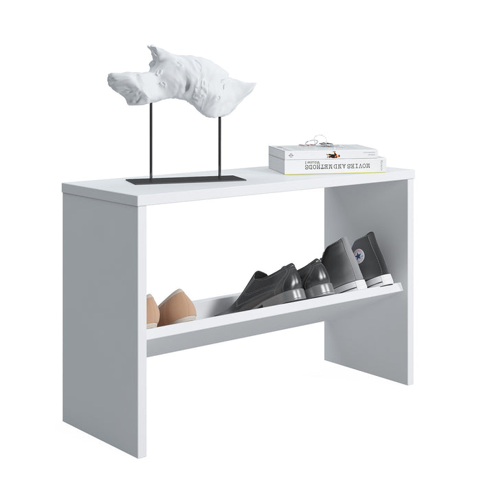 Mio 4 Pair Shoe Cabinet with Bench White by Ruumstore