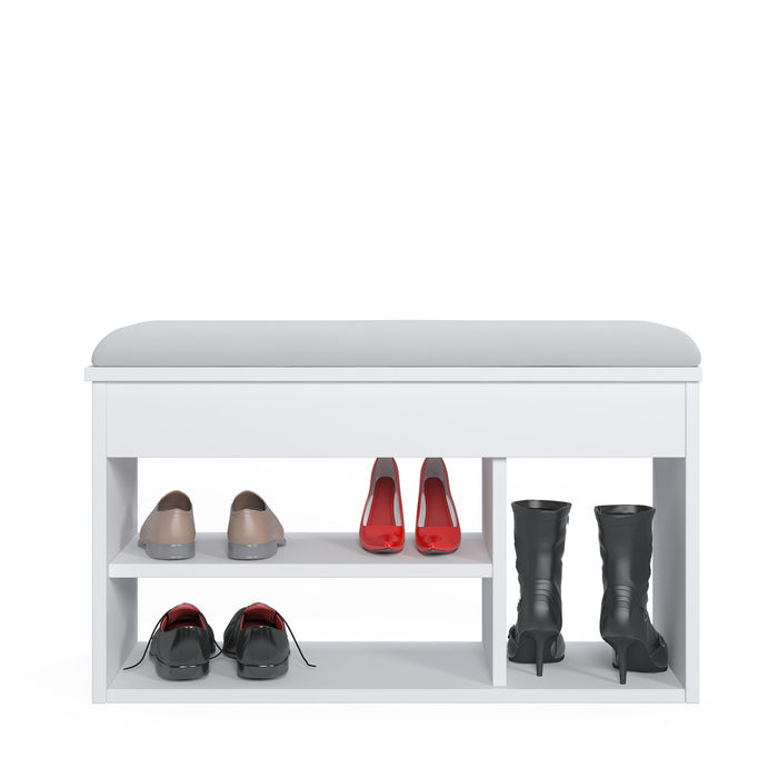 Pera 6 Pair Shoe Cabinet with Bench and Hidden Storage by Ruumstore