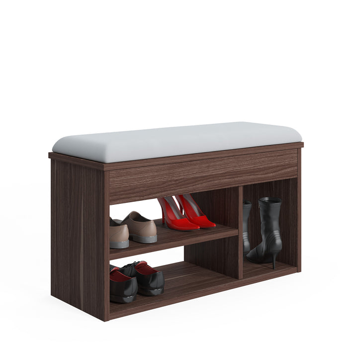 Pera 6 Pair Shoe Cabinet with Bench and Hidden Storage by Ruumstore