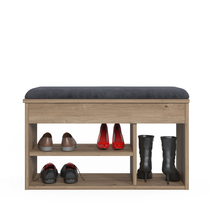 Pera 6 Pair Shoe Cabinet with Bench and Hidden Storage by Ruumstore