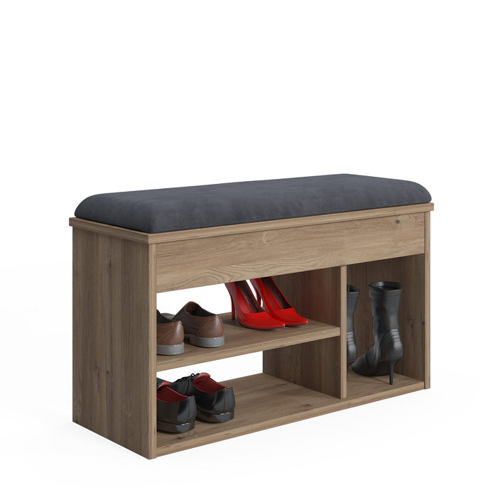 Pera 6 Pair Shoe Cabinet with Bench and Hidden Storage by Ruumstore