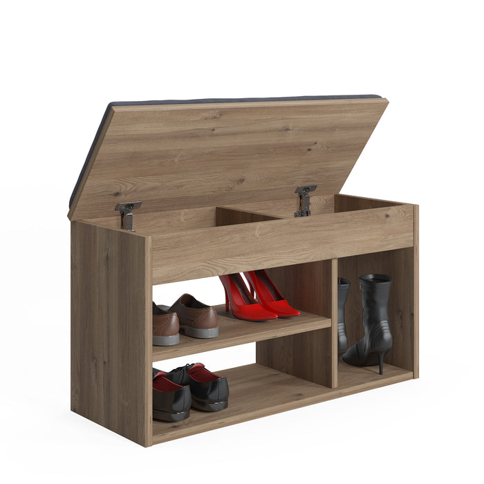 Pera 6 Pair Shoe Cabinet with Bench and Hidden Storage by Ruumstore