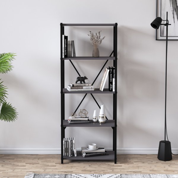 Setup Bookcase, Standing Shelves, Bookshelf, 4-tier Display Unit